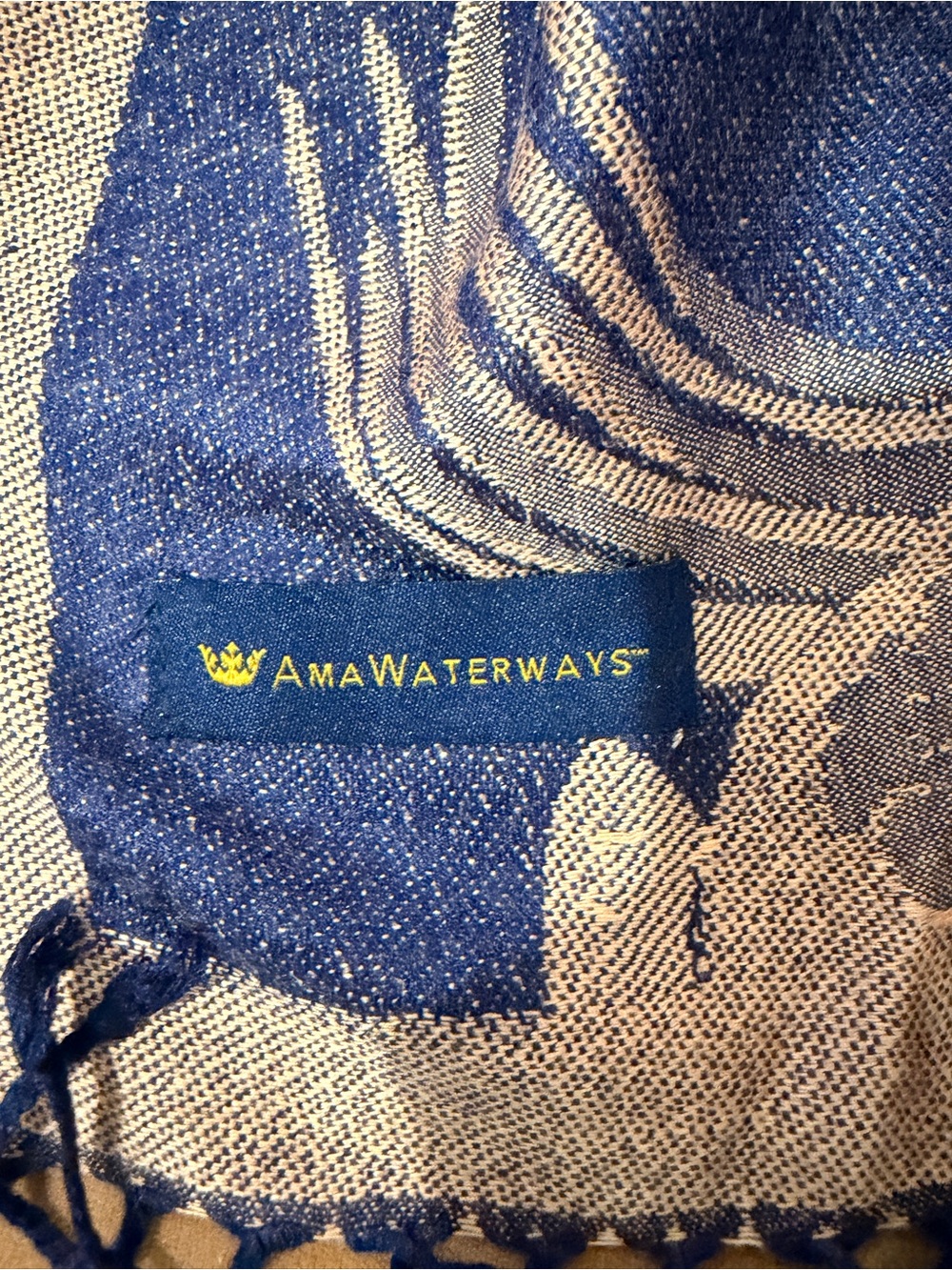 Navy and Cream Woven Scarf
